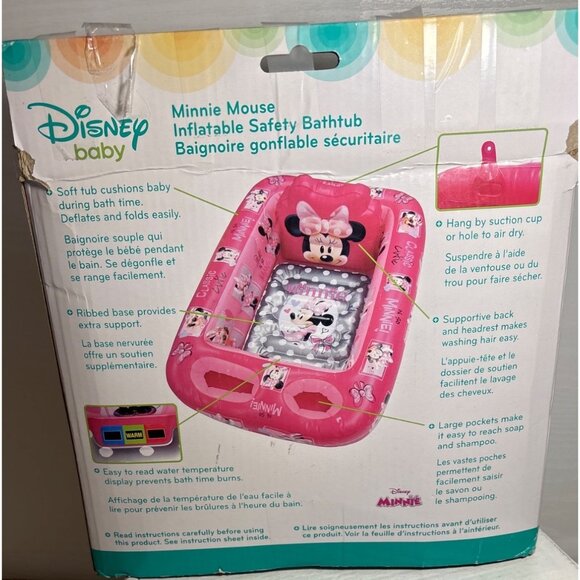 Disney Baby Minnie Mouse Inflatable Safety Bathtub 12-24 Mths Water Temp Display - Picture 4 of 8